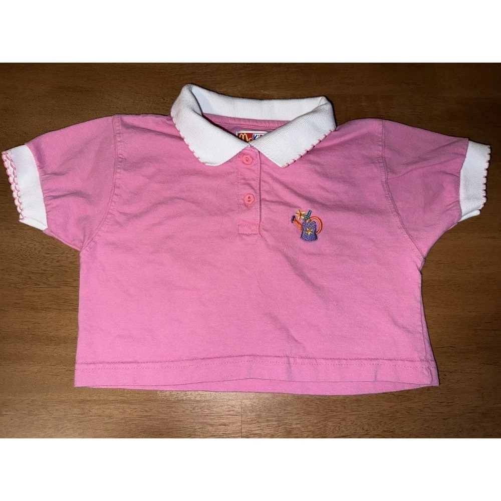 Vintage 1994 McKids Girls Pink Polo Shirt Watering Can Embroidery Size 5 Cotton - Picture 1 of 2
